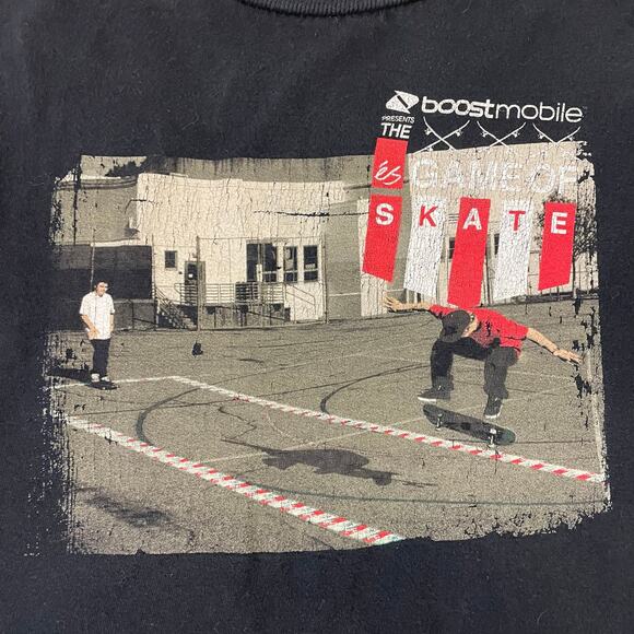 Vintage Boost Mobile éS Game of Skate T-Shirt Black Men XL Distressed Streetwear - Picture 6 of 11